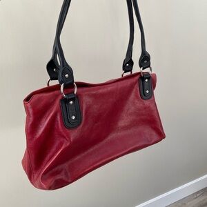 Danier Genuine Italian Red Leather Magnetic Clasp Top Close Shoulder Bag